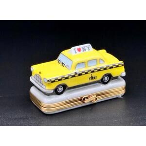 Authentic Rochard Limoges NY Taxi Trinket Box •Hand Painted• I ♥ NY • Big Apple